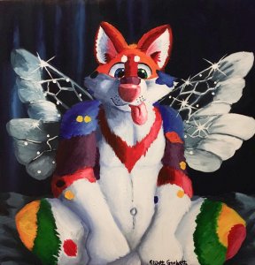 Multicoloured husky with Fairy wings.
